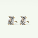 1 TCW Emerald Solitaire Lab-Grown Diamond Stud Earrings 3
