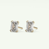 1 TCW Emerald Solitaire Lab-Grown Diamond Stud Earrings 3