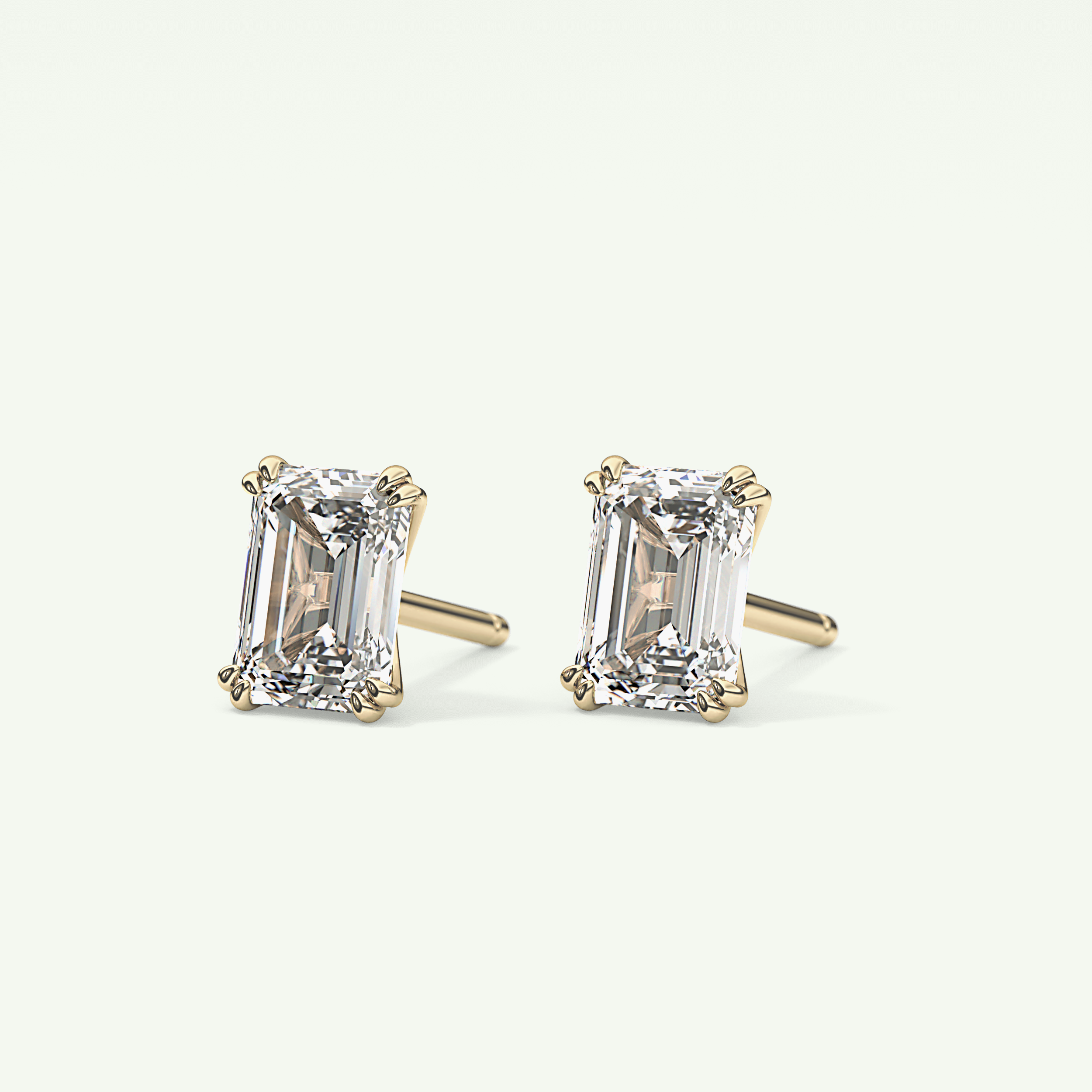 1 TCW Emerald Solitaire Lab-Grown Diamond Stud Earrings 3