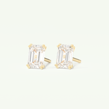 1 TCW Emerald Cut Moissanite Solitaire Stud Earrings in Gold
