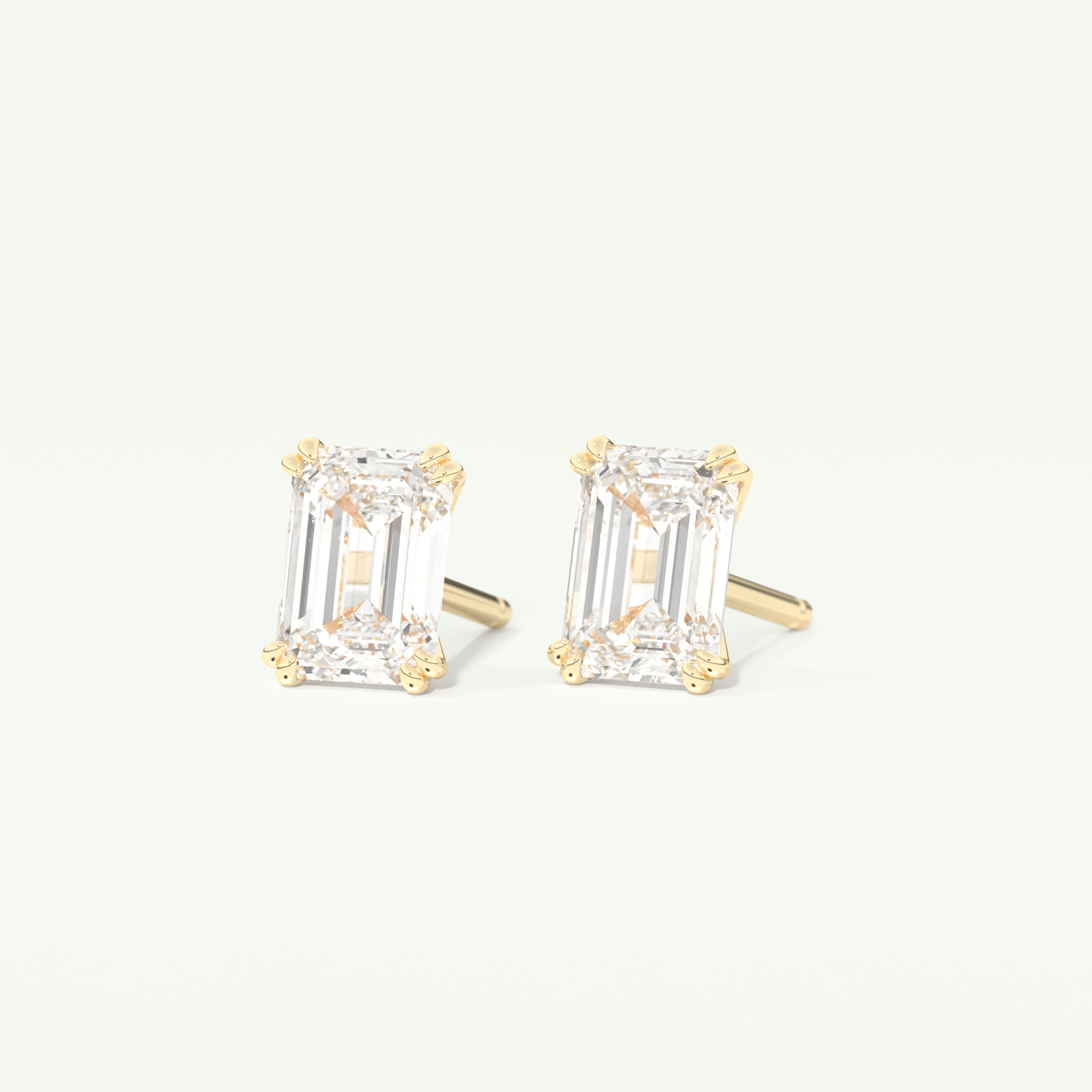 1 TCW Emerald Cut Moissanite Solitaire Stud Earrings in Gold