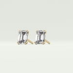 1 TCW Emerald Solitaire Lab-Grown Diamond Stud Earrings 4