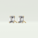 1 TCW Emerald Solitaire Lab-Grown Diamond Stud Earrings 4