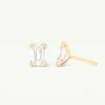 1 TCW Emerald Cut Moissanite Solitaire Stud Earrings in Gold