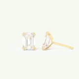 1 TCW Emerald Cut Moissanite Solitaire Stud Earrings in Gold