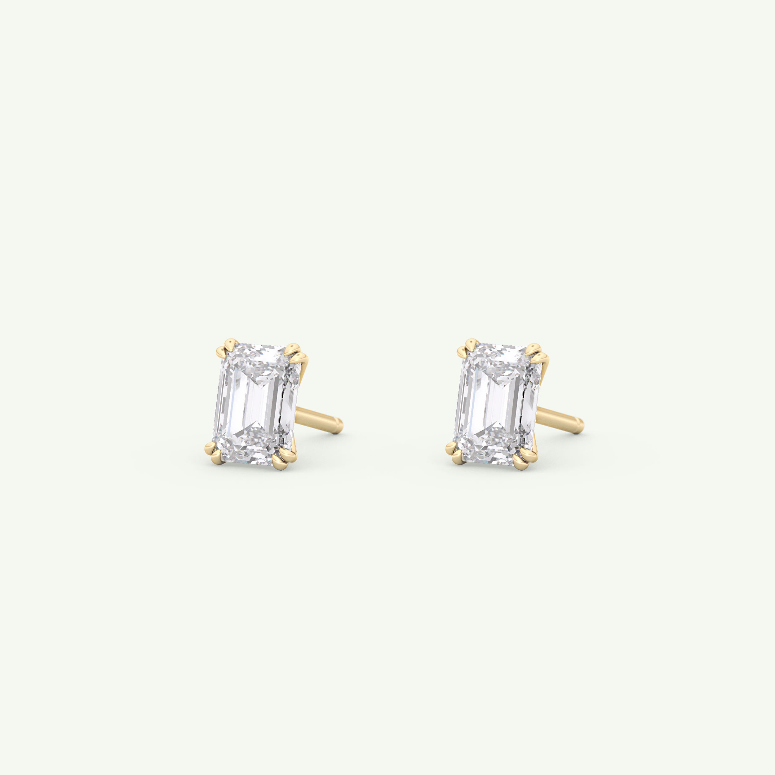 1 TCW Emerald Solitaire Lab-Grown Diamond Stud Earrings 6