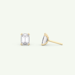 1 TCW Emerald Solitaire Lab-Grown Diamond Stud Earrings 7