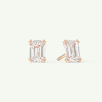 1 TCW Emerald Cut Moissanite Solitaire Stud Earrings in Gold