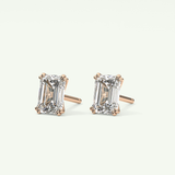 1 TCW Emerald Solitaire Lab-Grown Diamond Stud Earrings 10