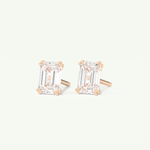 1 TCW Emerald Cut Moissanite Solitaire Stud Earrings in Gold