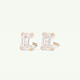 1 TCW Emerald Cut Moissanite Solitaire Stud Earrings in Gold