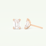 1 TCW Emerald Cut Moissanite Solitaire Stud Earrings in Gold