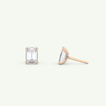 1 TCW Emerald Solitaire Lab-Grown Diamond Stud Earrings 14
