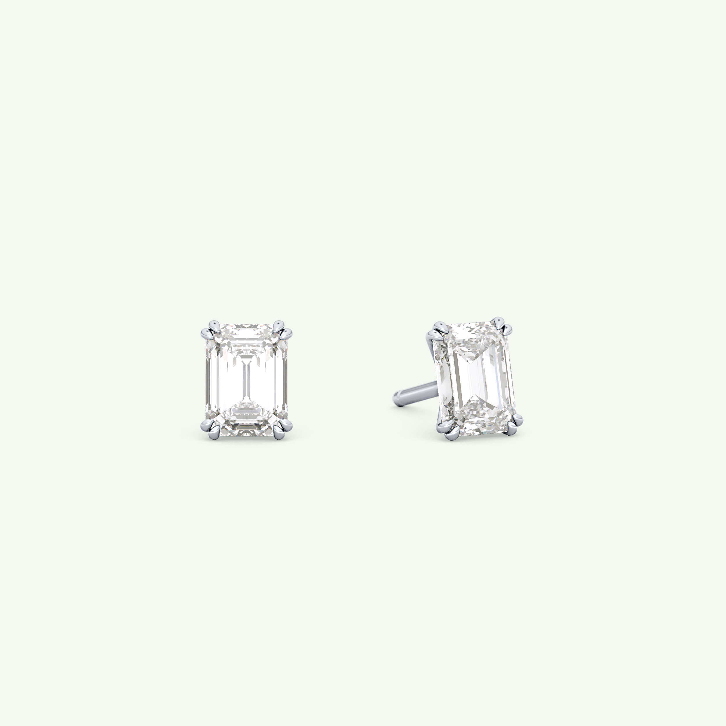 1 TCW Emerald Solitaire Lab-Grown Diamond Stud Earrings 15