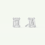 1 TCW Emerald Cut Moissanite Solitaire Stud Earrings in Gold