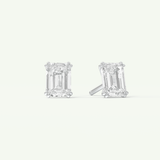 1 TCW Emerald Cut Moissanite Solitaire Stud Earrings in Gold