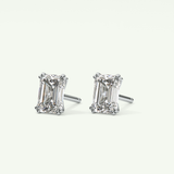 1 TCW Emerald Solitaire Lab-Grown Diamond Stud Earrings 17