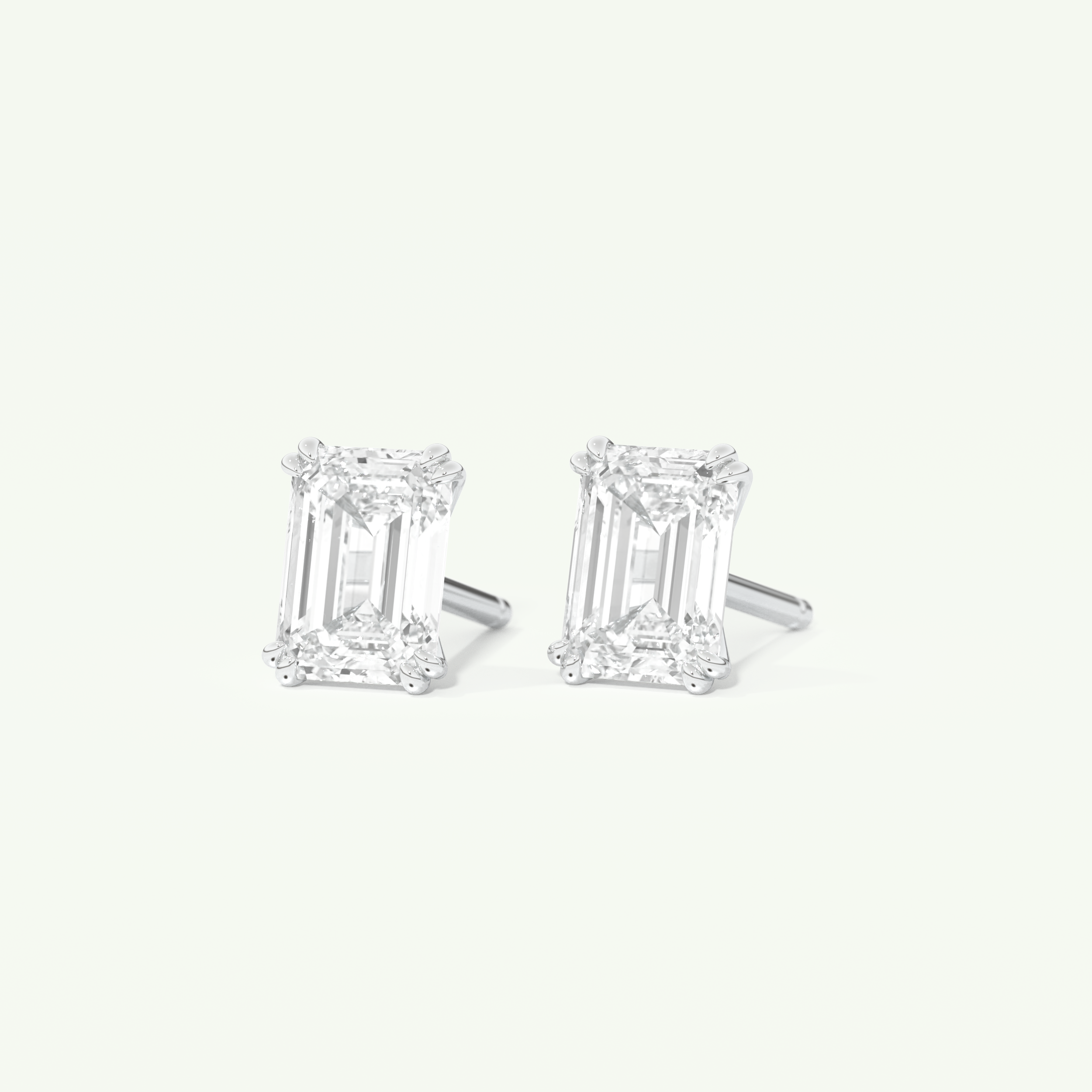 1 TCW Emerald Cut Moissanite Solitaire Stud Earrings in Gold