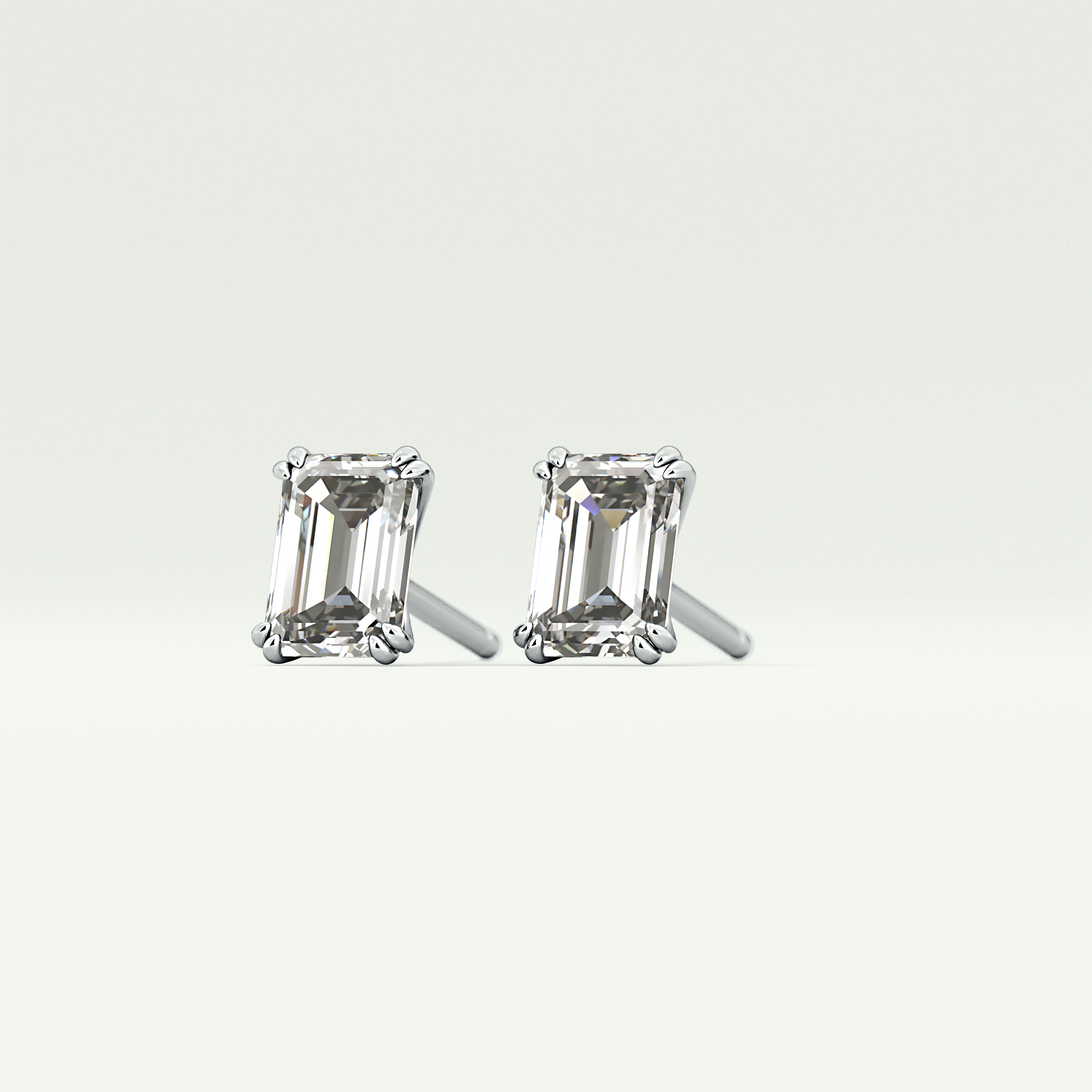 1 TCW Emerald Solitaire Lab-Grown Diamond Stud Earrings 18