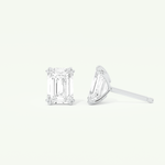 1 TCW Emerald Cut Moissanite Solitaire Stud Earrings in Gold