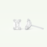 1 TCW Emerald Cut Moissanite Solitaire Stud Earrings in Gold
