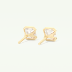 1 TCW Asscher Cut Moissanite Half Bezel Stud Earrings in Gold