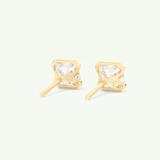 1 TCW Asscher Cut Moissanite Half Bezel Stud Earrings in Gold