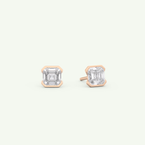 1 TCW Oval Half Bezel Lab-Grown Diamond Stud Earrings 8