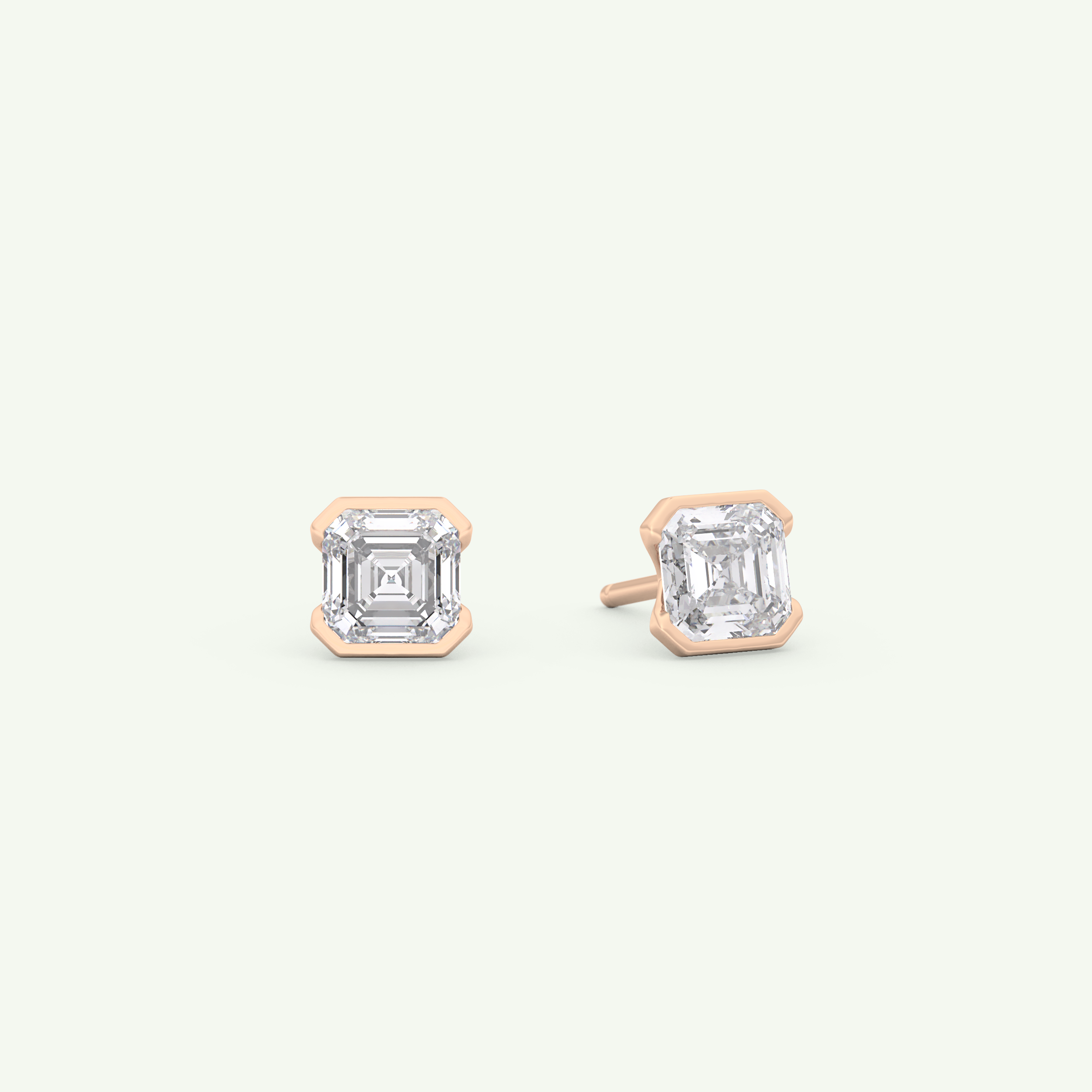 1 TCW Oval Half Bezel Lab-Grown Diamond Stud Earrings 8