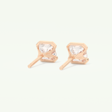 1 TCW Asscher Half Bezel Lab-Grown Diamond Stud Earrings