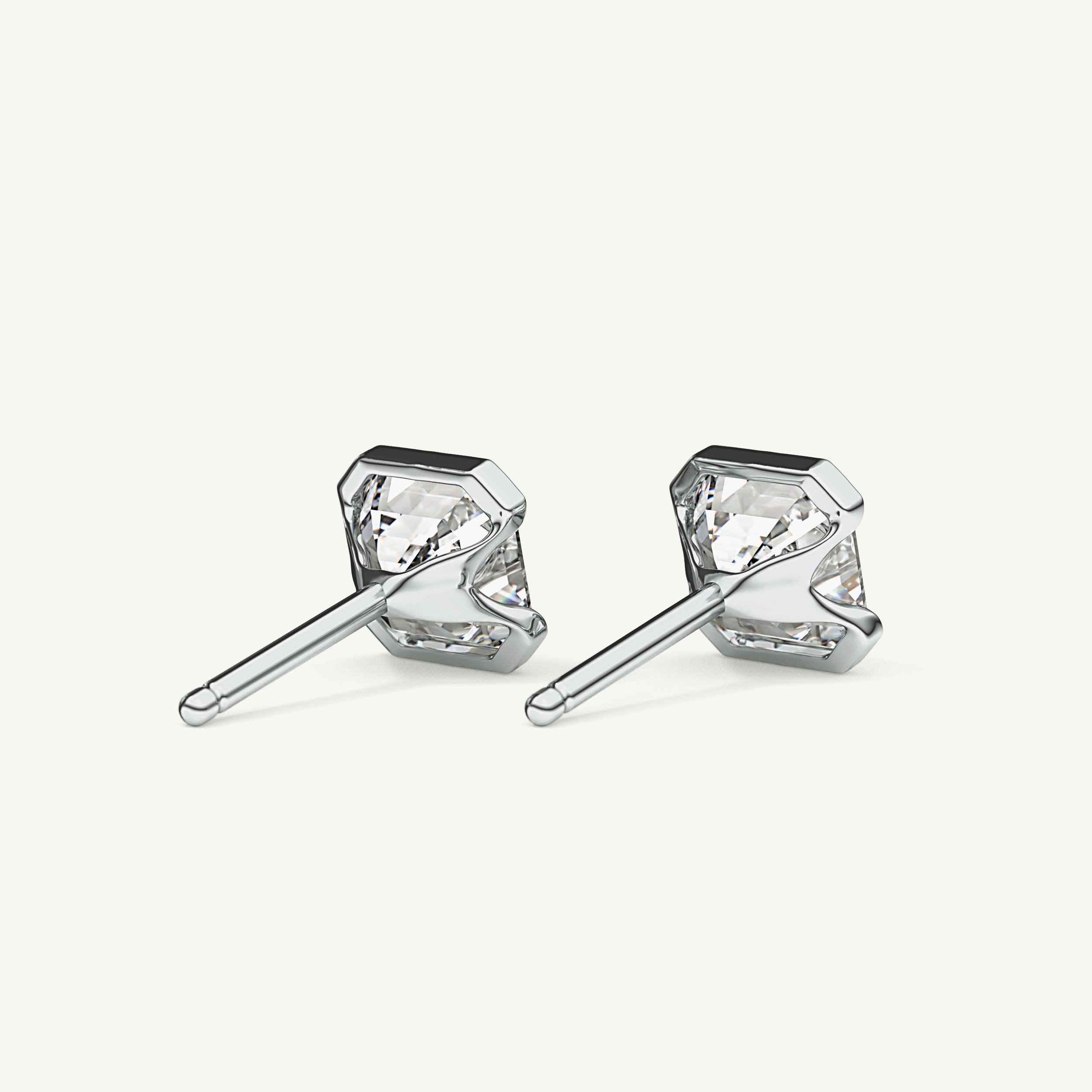 1 TCW Oval Half Bezel Lab-Grown Diamond Stud Earrings 16