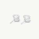 1 TCW Asscher Cut Moissanite Half Bezel Stud Earrings in Gold