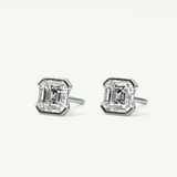 1 TCW Oval Half Bezel Lab-Grown Diamond Stud Earrings 17