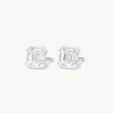 1 TCW Asscher Half Bezel Lab-Grown Diamond Stud Earrings
