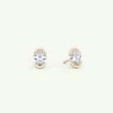 1 TCW Oval Half Bezel Lab-Grown Diamond Stud Earrings 1