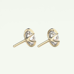 1 TCW Oval Cut Moissanite Half Bezel Stud Earrings in Gold