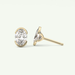 1 TCW Oval Half Bezel Lab-Grown Diamond Stud Earrings 4