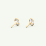 1 TCW Oval Cut Moissanite Half Bezel Stud Earrings in Gold