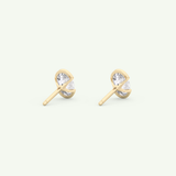 1 TCW Oval Cut Moissanite Half Bezel Stud Earrings in Gold