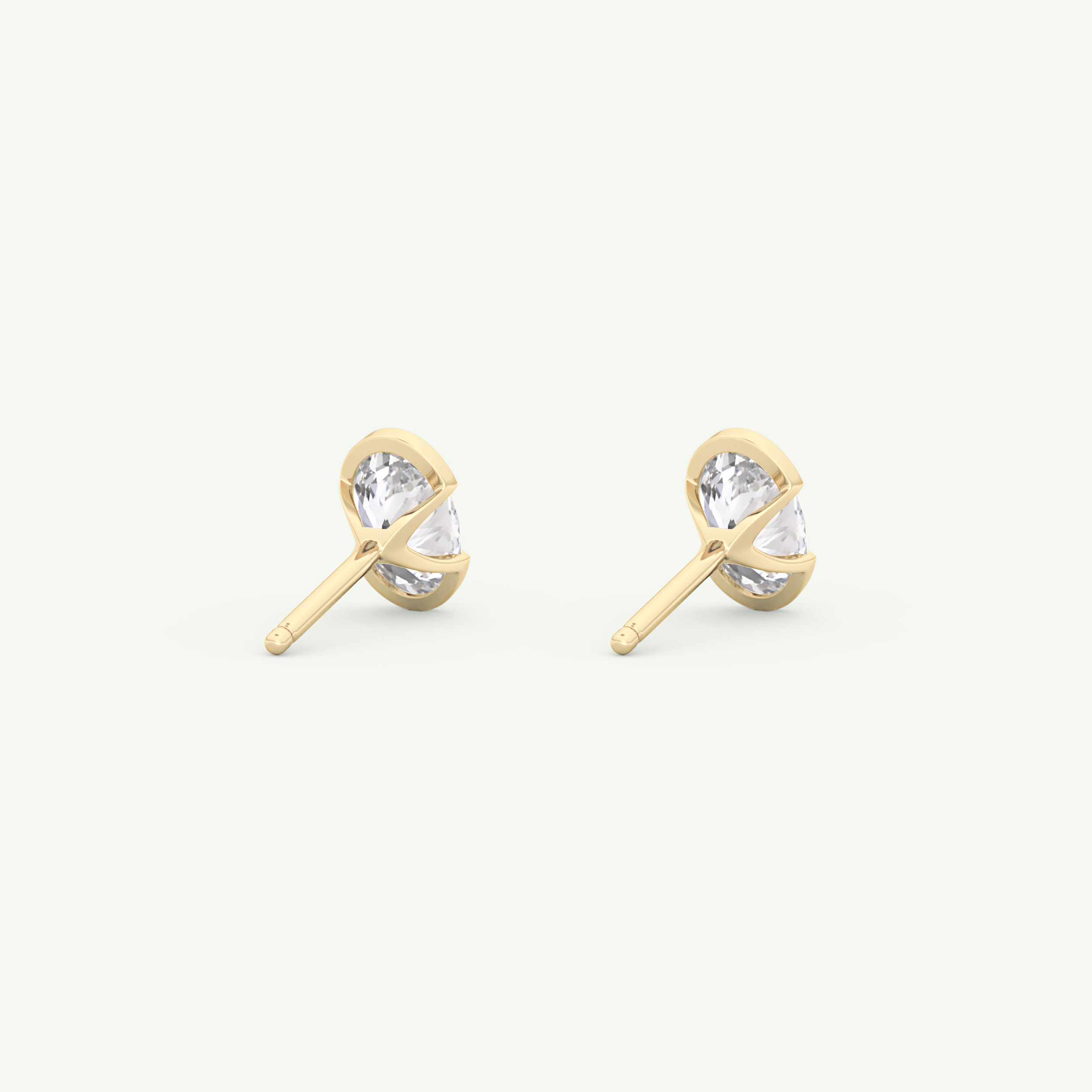 1 TCW Oval Cut Moissanite Half Bezel Stud Earrings in Gold