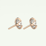 1 TCW Oval Cut Moissanite Half Bezel Stud Earrings in Gold