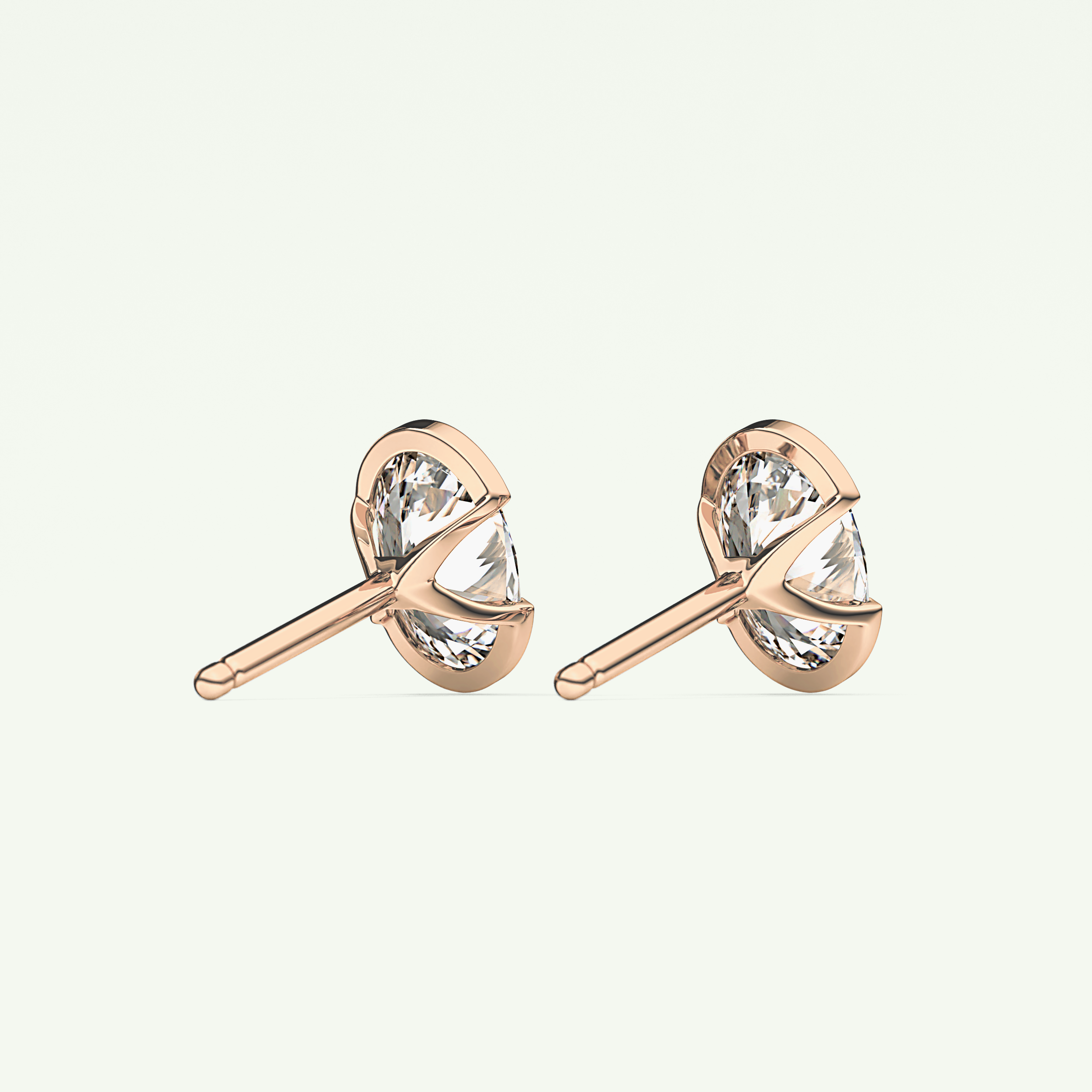 1 TCW Oval Cut Moissanite Half Bezel Stud Earrings in Gold