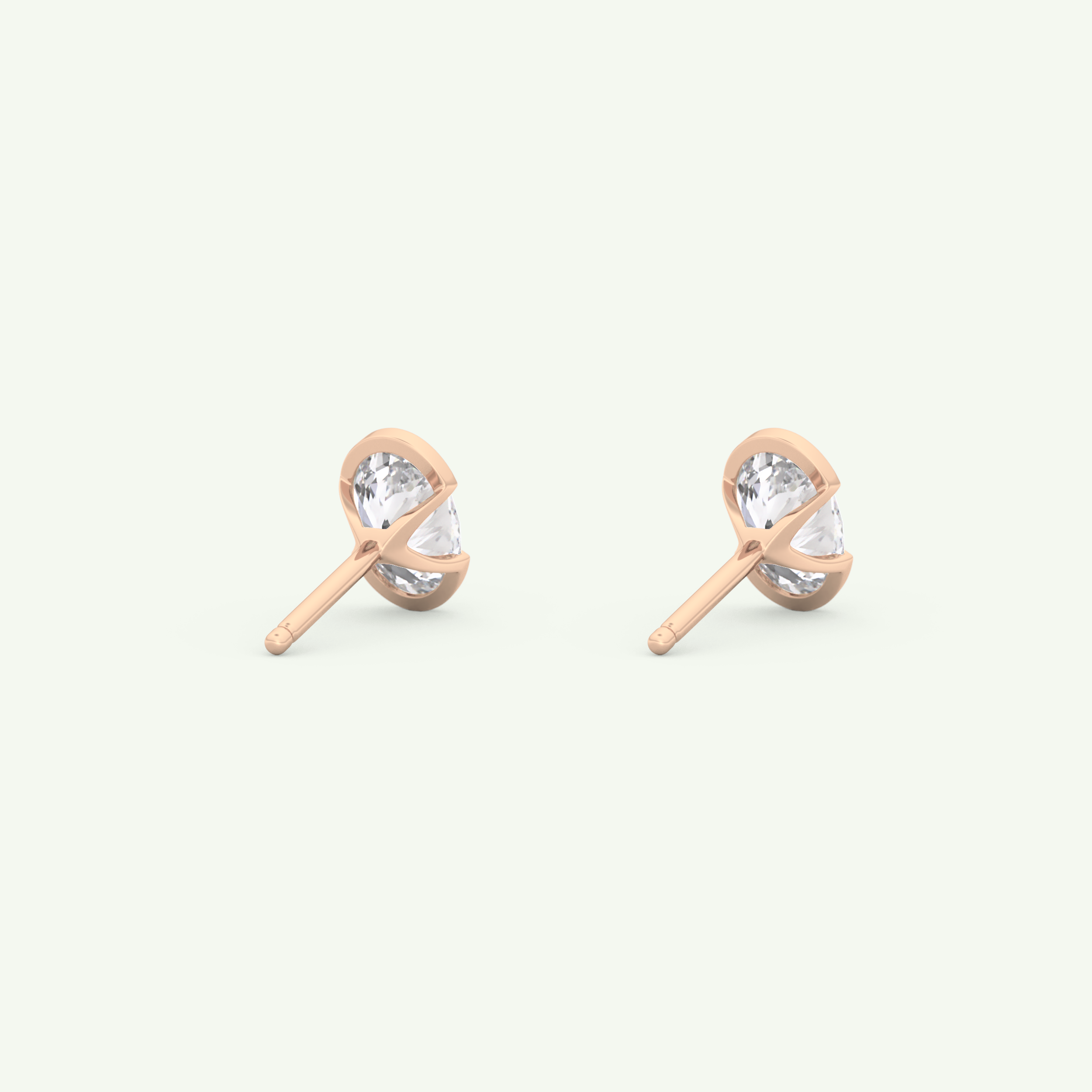 1 TCW Oval Half Bezel Lab-Grown Diamond Stud Earrings 12