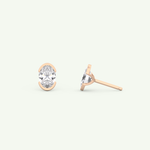 1 TCW Oval Cut Moissanite Half Bezel Stud Earrings in Gold