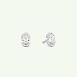 1 TCW Oval Cut Moissanite Half Bezel Stud Earrings in Gold