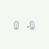 1 TCW Oval Cut Moissanite Half Bezel Stud Earrings in Gold