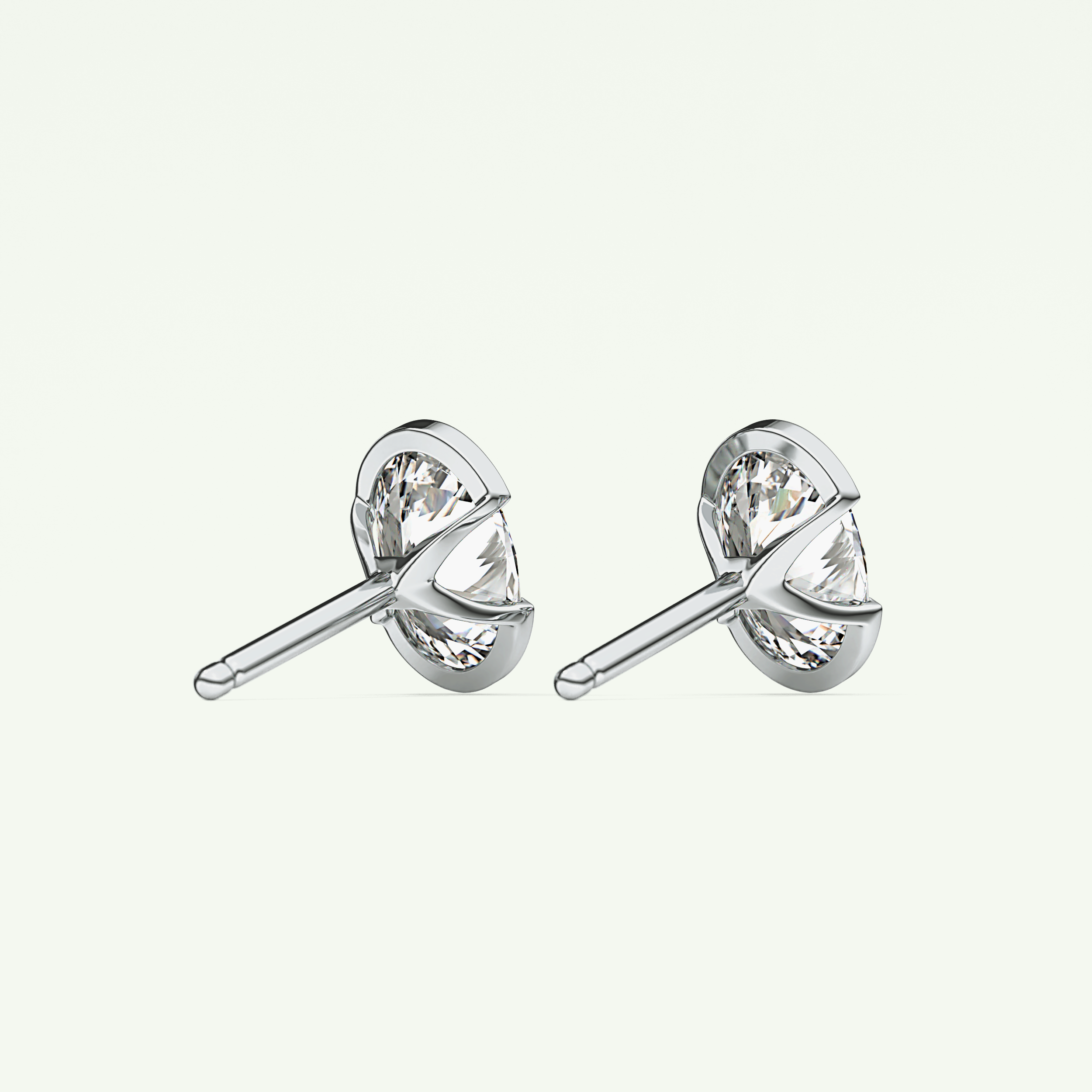 1 TCW Oval Half Bezel Lab-Grown Diamond Stud Earrings 16
