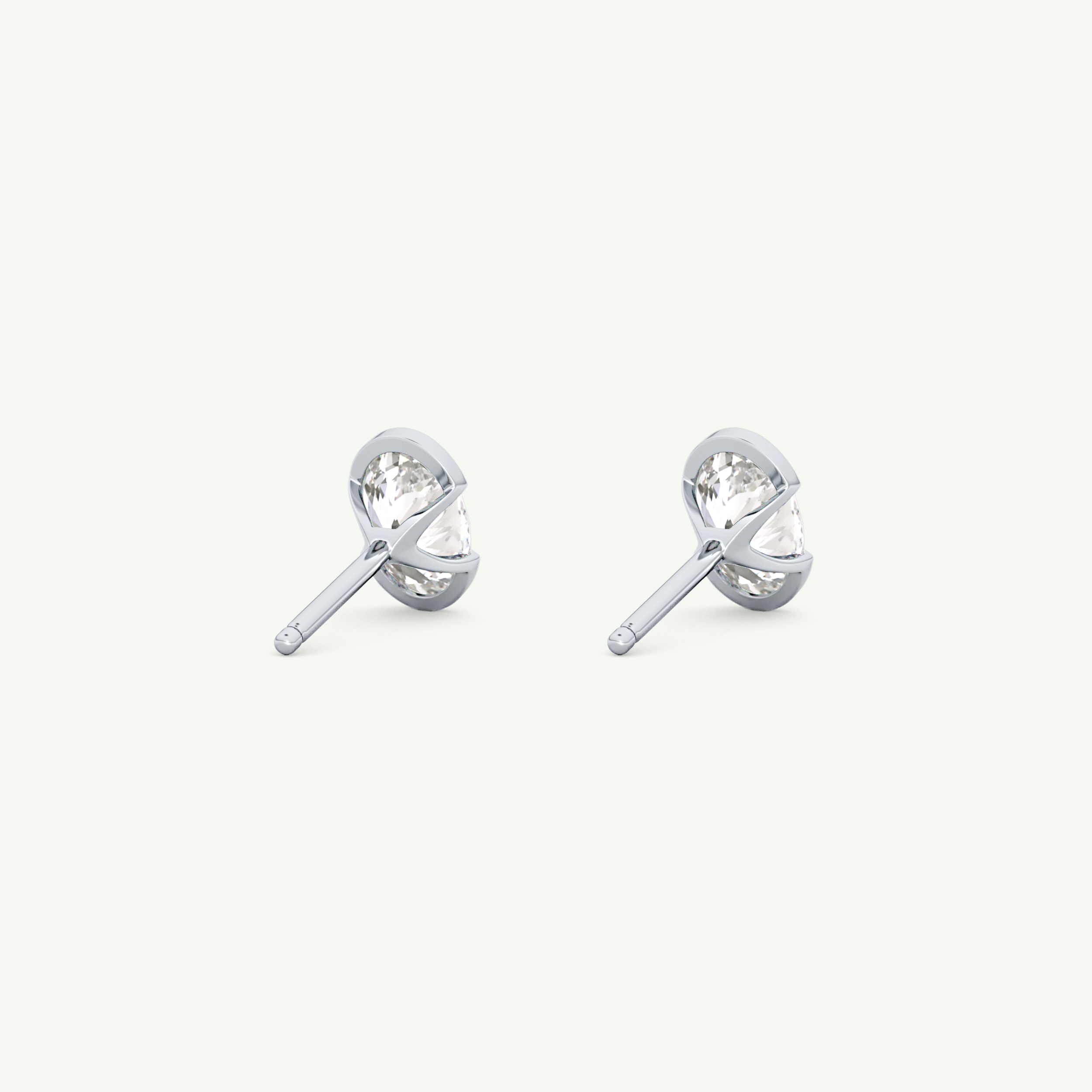 1 TCW Oval Cut Moissanite Half Bezel Stud Earrings in Gold