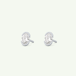 1 TCW Oval Cut Moissanite Half Bezel Stud Earrings in Gold