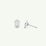 1 TCW Oval Cut Moissanite Half Bezel Stud Earrings in Gold